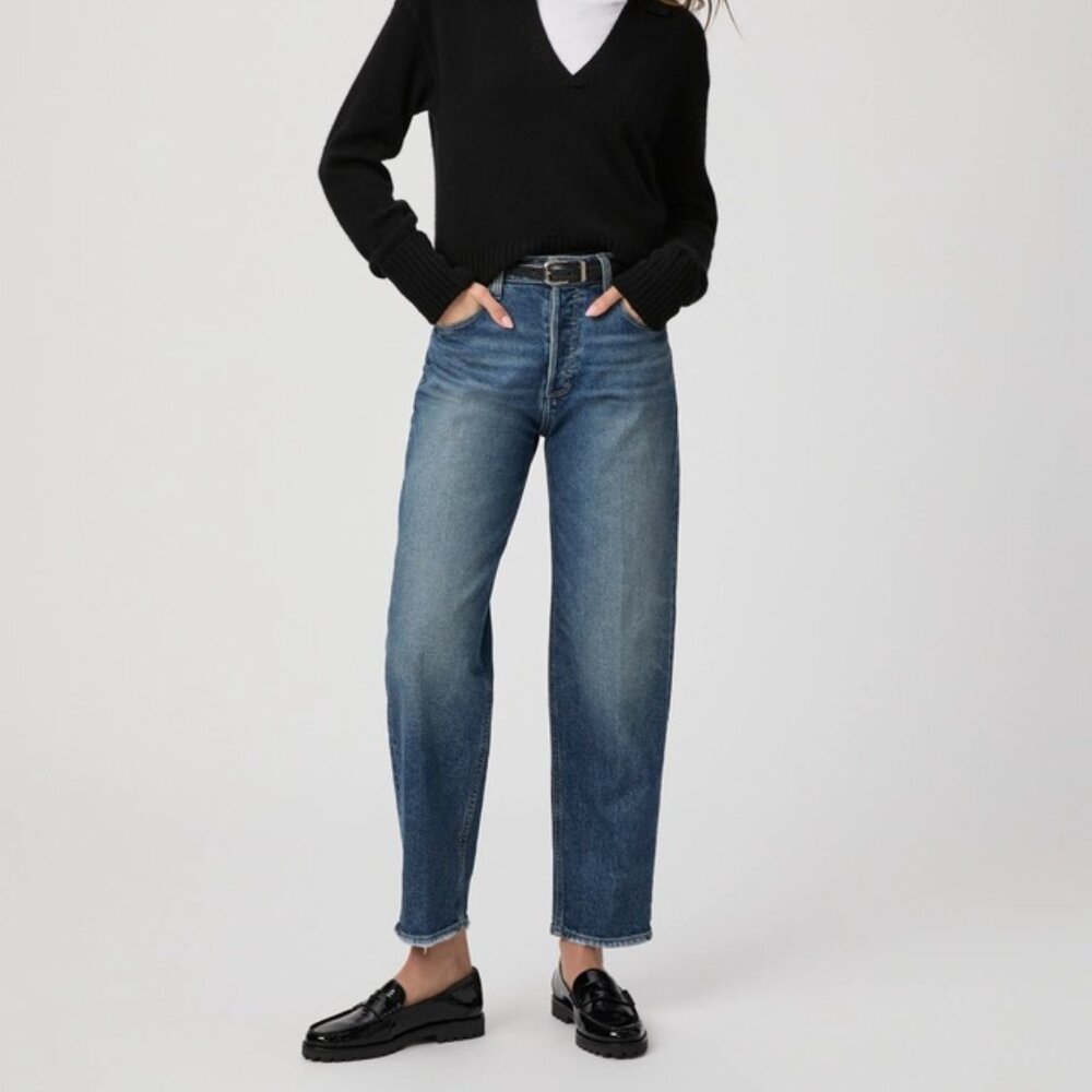 NEW Paige Alexis Barrel Leg Jeans in Lovejoy Distressed